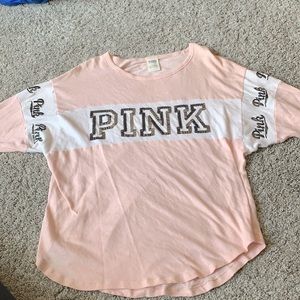 Pink sequined white and pink shirt